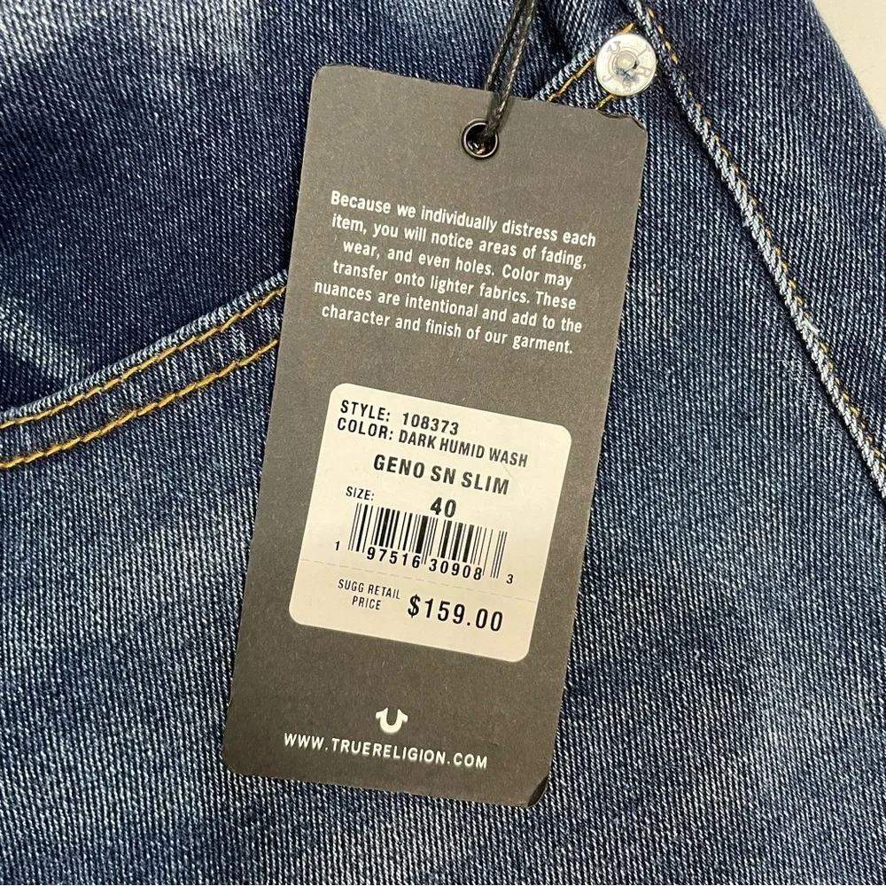 NWT New $159 True Religion Geno Relaxed Slim Jeans Size 40 x 32